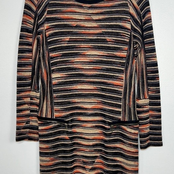 Aldomartins Long Sleeve Wool Blend Sweater Dress Women Size 8 Lightweight Stripe - Picture 5 of 11